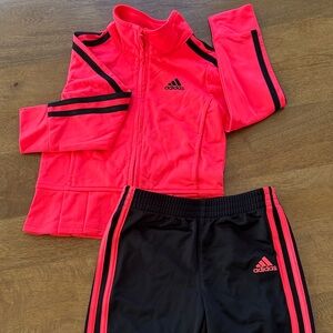 Adidas Girls Neon Pink and Black Activewear Set 3t